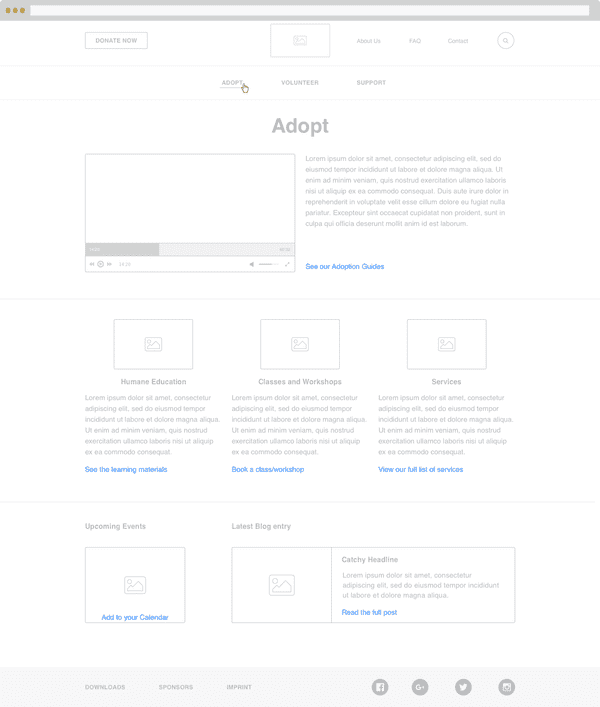 Basic retro wireframe for a homepage update